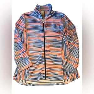 Women’s Erin London Sheer Colorful Zip Up Jacket in Size Large.